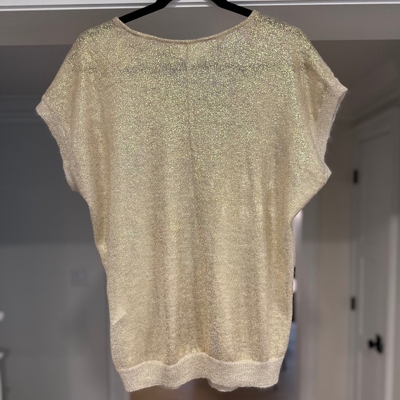 Vanessa Bruno Gold Short-Sleeve Mohair-Blend Sweater, US M/L (VB Sz 2/IT 42) - Picture 9 of 13